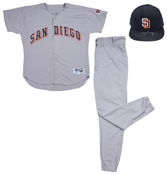 1998 Tony Gwynn Game Used and Signed San Diego Padres Uniform (Jersey, Pants & Cap) Used for Career Hit #2897 & #2898 On 08/01/98 at Montreal (MEARS A10 & Beckett) 